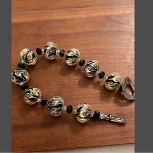 Kim Miles Calla Lilly Beaded Bracelet with Black and yellow accents